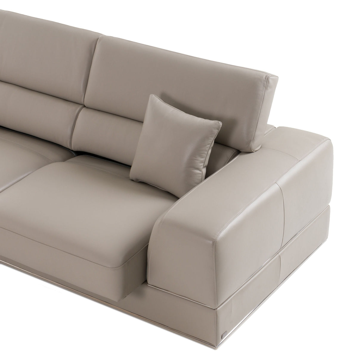 Divani Casa Pella Modern Grey Italian Leather U-Shaped Sectional Sofa – Stylish & Spacious Seating - Home Elegance USA