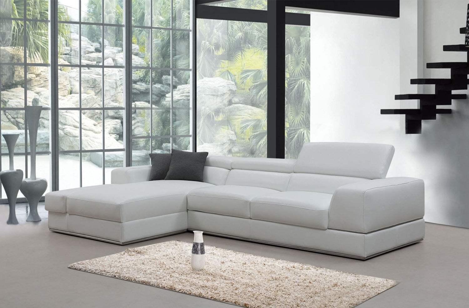 Divani Casa Pella Mini - Modern White Leather Left Facing Sectional Sofa | Home Elegance USA