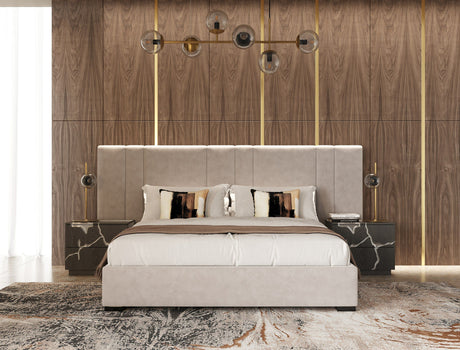 Penelope + Aspen Modern Beige Velvet & Brown Ash Bedroom Set – VIG Furniture - sold by Home Elegance USA