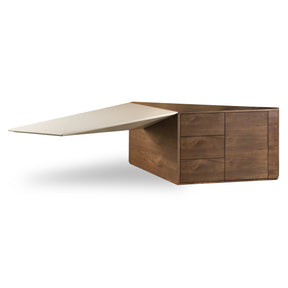 Pilot - Modern Dark Walnut + Beige Leather Desk - View Image 1