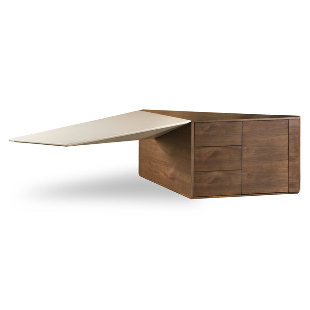 Pilot - Modern Dark Walnut + Beige Leather Desk - View Image 1