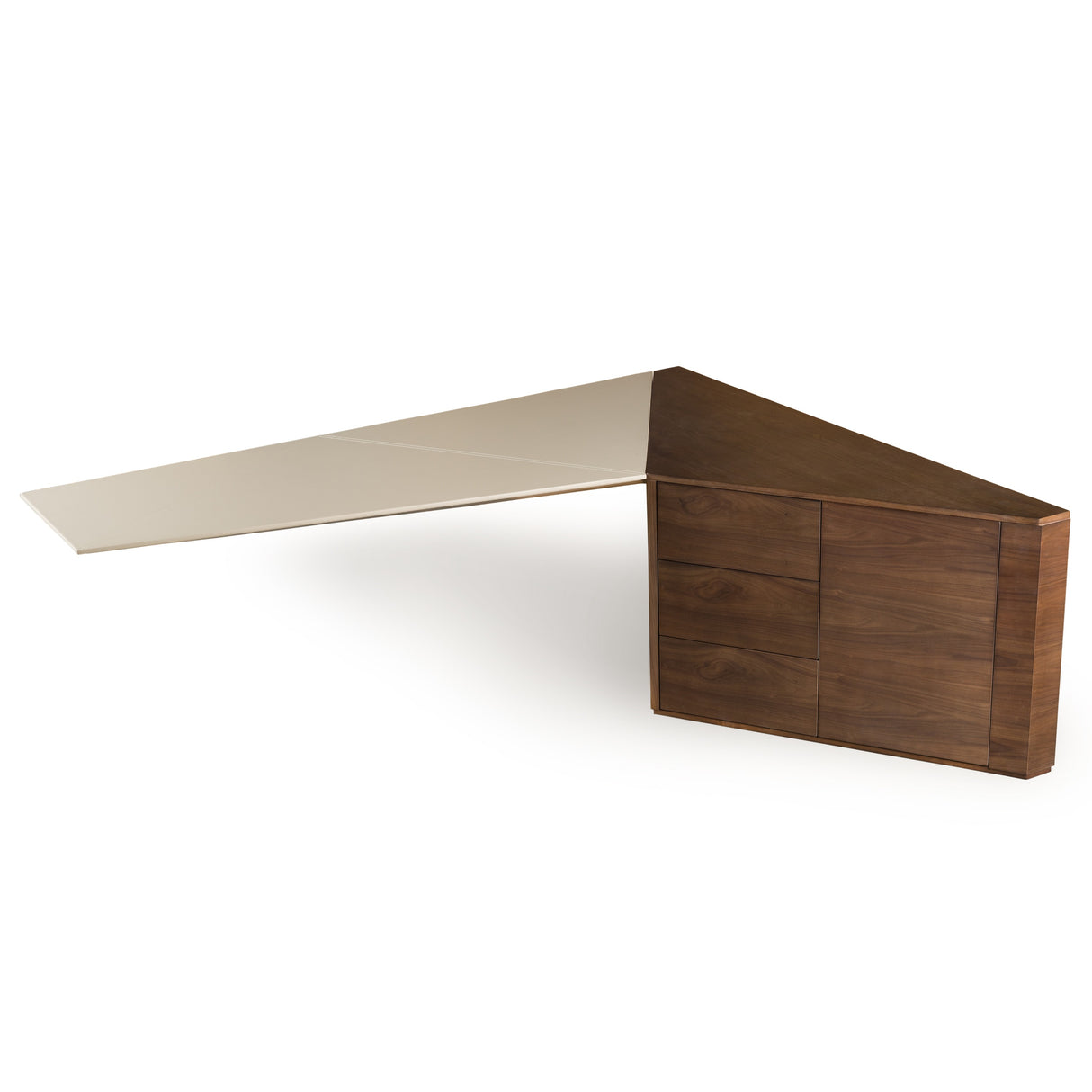 Pilot - Modern Dark Walnut + Beige Leather Desk - View Image 1