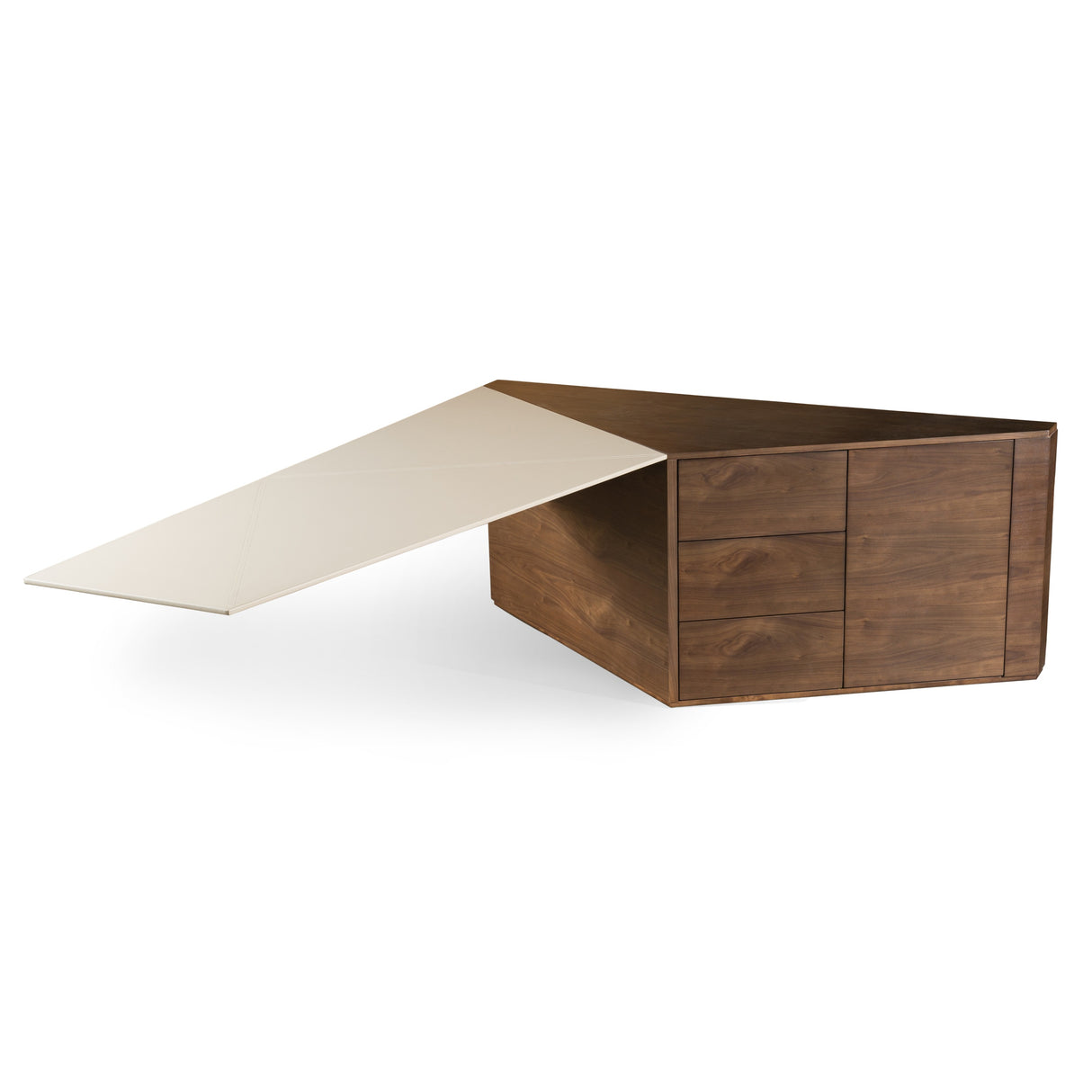 Pilot - Modern Dark Walnut + Beige Leather Desk - View Image 1