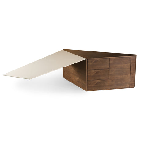 Pilot - Modern Dark Walnut + Beige Leather Desk - View Image 1