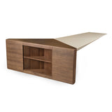 Pilot - Modern Dark Walnut + Beige Leather Desk - View Image 1
