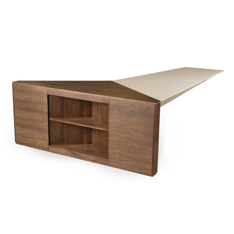 Pilot - Modern Dark Walnut + Beige Leather Desk - View Image 1