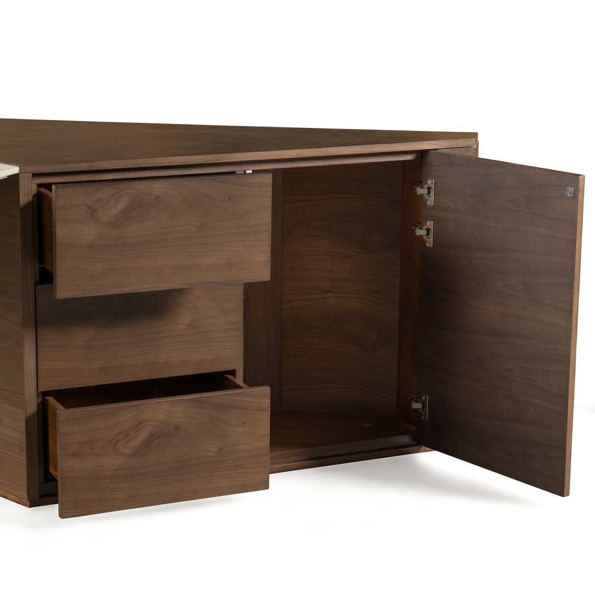 Pilot - Modern Dark Walnut + Beige Leather Desk - View Image 1