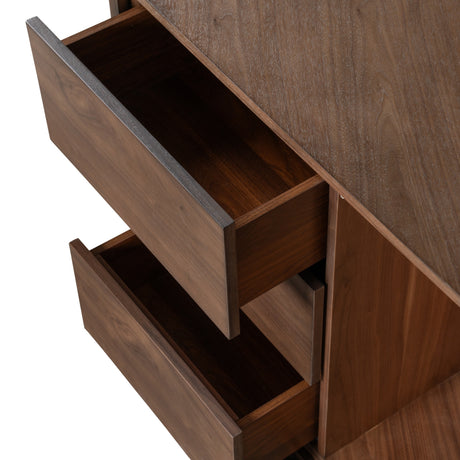 Pilot - Modern Dark Walnut + Beige Leather Desk - View Image 1