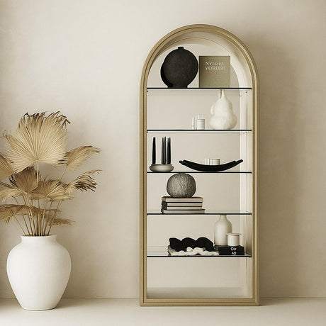 Poise - Modern Antique Brass + Mirror Bookcase - View Image 1