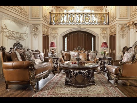 Hd-555 Traditional Leather Living Room Set In Mohawk Finish | Homey Design