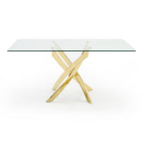 Modrest Pyrite Modern Glass and Gold Dining Table