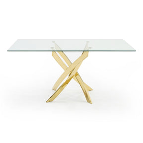 Modrest Pyrite Modern Glass and Gold Dining Table