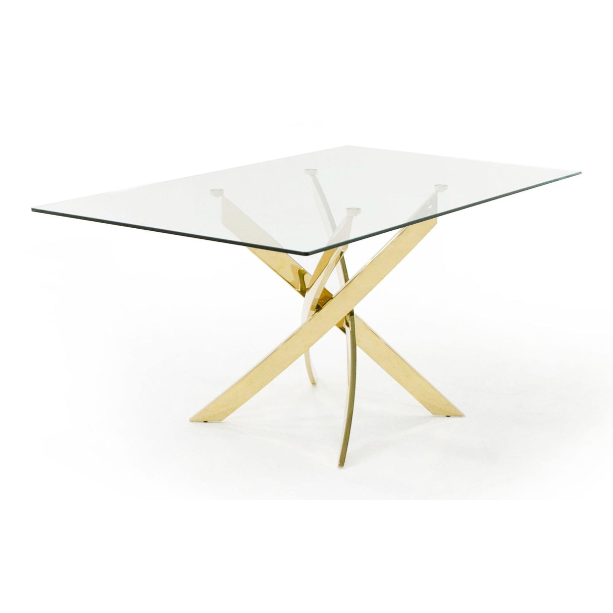 Modrest Pyrite Modern Glass and Gold Dining Table