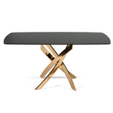 Pyrite - Modern Brown Glass + Rosegold Rectangular Dining Table - View Image 1