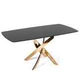 Pyrite - Modern Brown Glass + Rosegold Rectangular Dining Table - View Image 1
