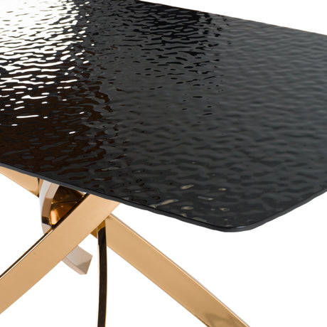Pyrite - Modern Brown Glass + Rosegold Rectangular Dining Table - View Image 1