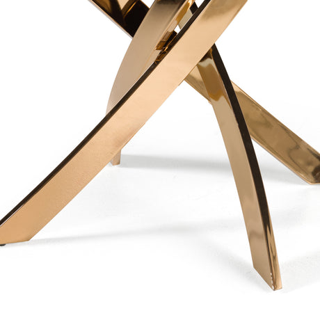 Pyrite - Modern Brown Glass + Rosegold Rectangular Dining Table - View Image 1