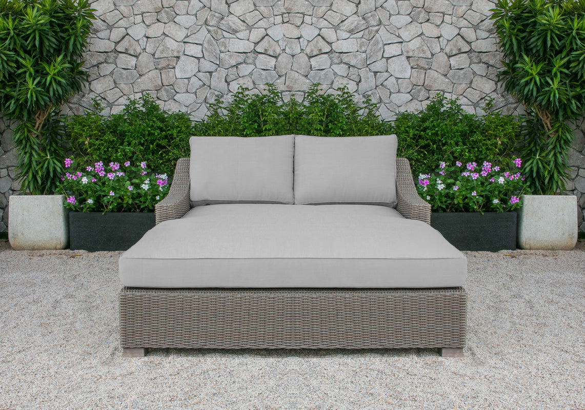 Pismo Outdoor Beige Wicker Sunbed - View Image 1