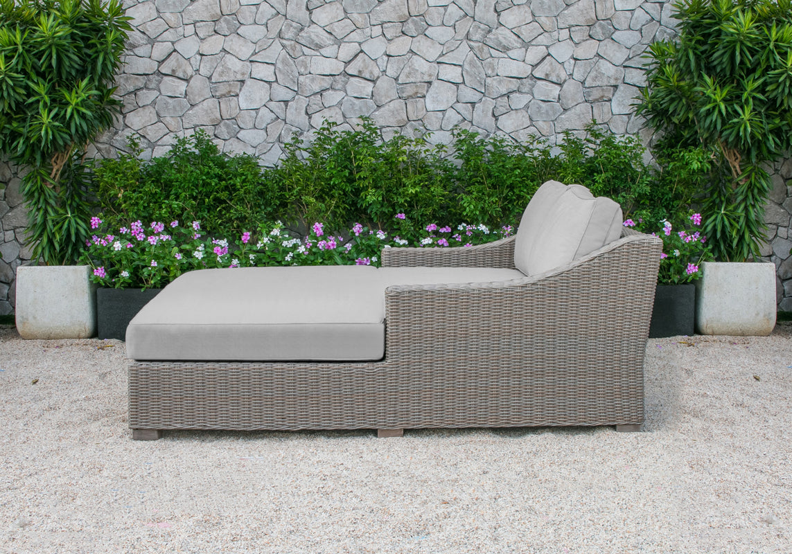 Pismo Outdoor Beige Wicker Sunbed - View Image 1