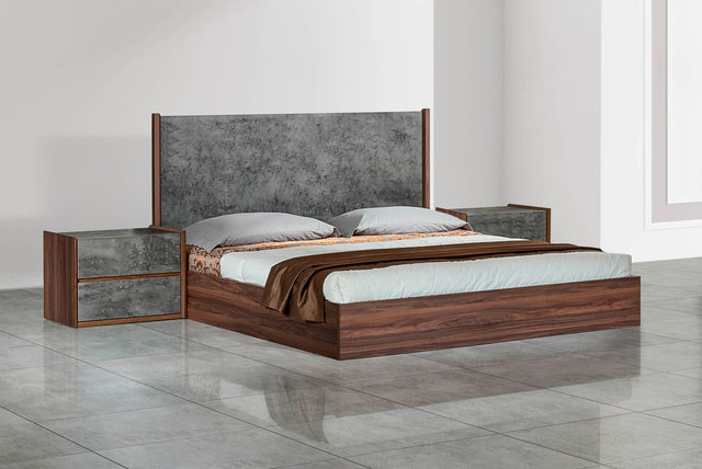 Rado - Queen Modern Walnut & Volcanic Slate Bed - View Image 1