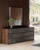 Queen Lamont + Rado - Modern Beige Fabric + Walnut 4-Piece Bedroom Set
