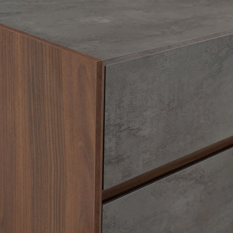 Queen Lamont + Rado - Modern Beige Fabric + Walnut 4-Piece Bedroom Set