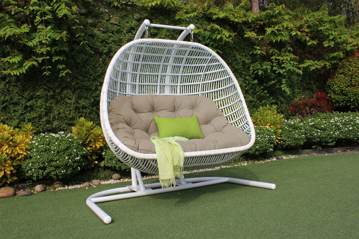 VIG Furniture - Renava San Juan Outdoor White and Beige Hanging Chair
