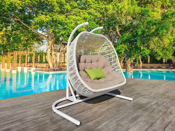 VIG Furniture - Renava San Juan Outdoor White and Beige Hanging Chair
