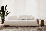 Rainier - Contemporary Off-White Fabric + Antique Brass Sofa - View Image 1
