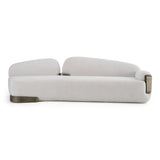 Rainier - Contemporary Off-White Fabric + Antique Brass Sofa - View Image 1