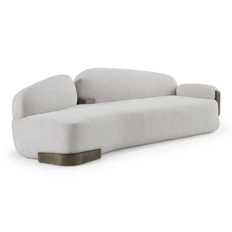 Rainier - Contemporary Off-White Fabric + Antique Brass Sofa - View Image 1