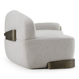Rainier - Contemporary Off-White Fabric + Antique Brass Sofa - View Image 1
