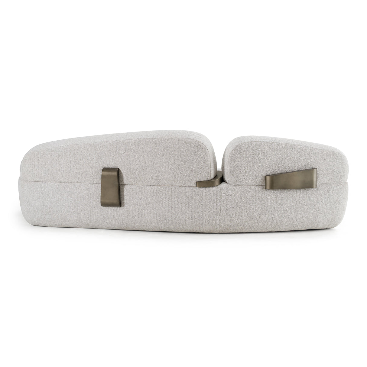 Rainier - Contemporary Off-White Fabric + Antique Brass Sofa - View Image 1