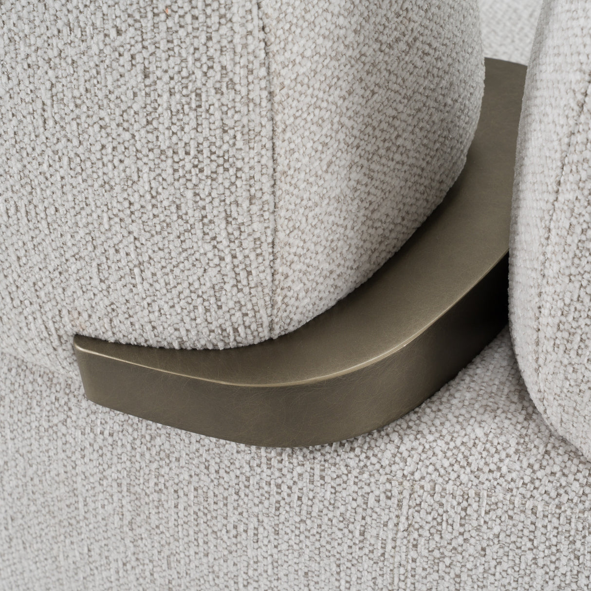 Rainier - Contemporary Off-White Fabric + Antique Brass Sofa - View Image 1