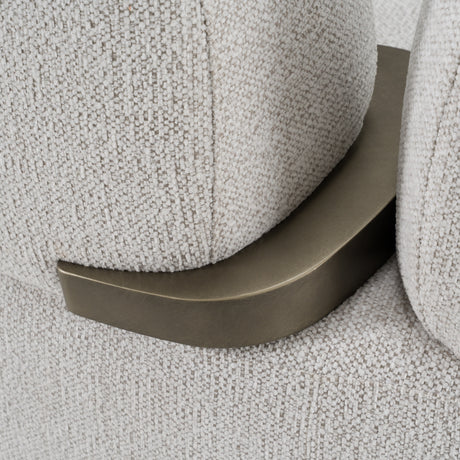 Rainier - Contemporary Off-White Fabric + Antique Brass Sofa - View Image 1