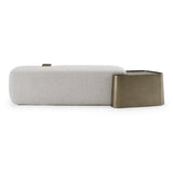 Rainier - Contemporary Off-White Fabric + Antique Brass Bench w/ Tray Table - View Image 5