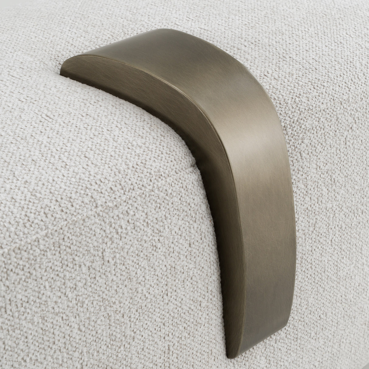 Rainier - Contemporary Off-White Fabric + Antique Brass Bench w/ Tray Table - View Image 6