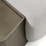 Rainier - Contemporary Off-White Fabric + Antique Brass Bench w/ Tray Table - View Image 7
