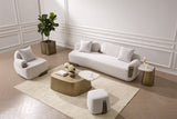 Rainier - Contemporary Off-White Fabric + Antique Brass Sofa - View Image 1