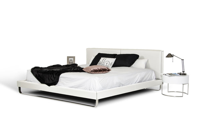 Queen Ramona Modern White Leatherette Bed - View Image 1