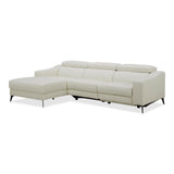 Modrest Rampart - Modern L-Shape LAF White Leather Sectional Sofa with 1 Recliner