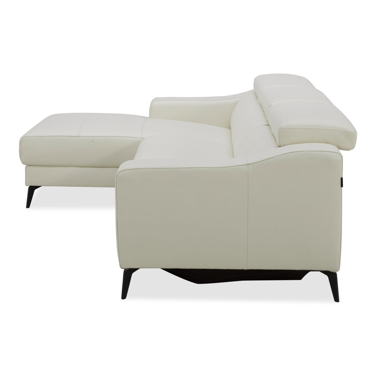 Modrest Rampart - Modern L-Shape LAF White Leather Sectional Sofa with 1 Recliner