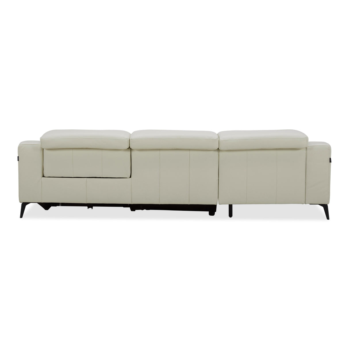 Modrest Rampart - Modern L-Shape LAF White Leather Sectional Sofa with 1 Recliner