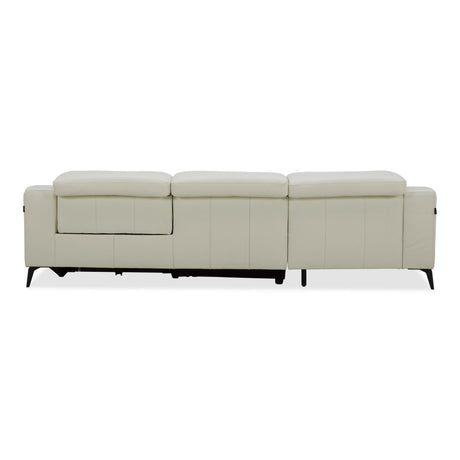 Modrest Rampart - Modern L-Shape LAF White Leather Sectional Sofa with 1 Recliner