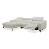 Modrest Rampart - Modern L-Shape LAF White Leather Sectional Sofa with 1 Recliner
