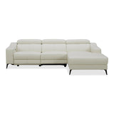 Modrest Rampart - Modern L-Shape RAF White Leather Sectional Sofa with 1 Recliner
