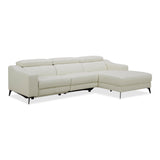 Modrest Rampart - Modern L-Shape RAF White Leather Sectional Sofa with 1 Recliner