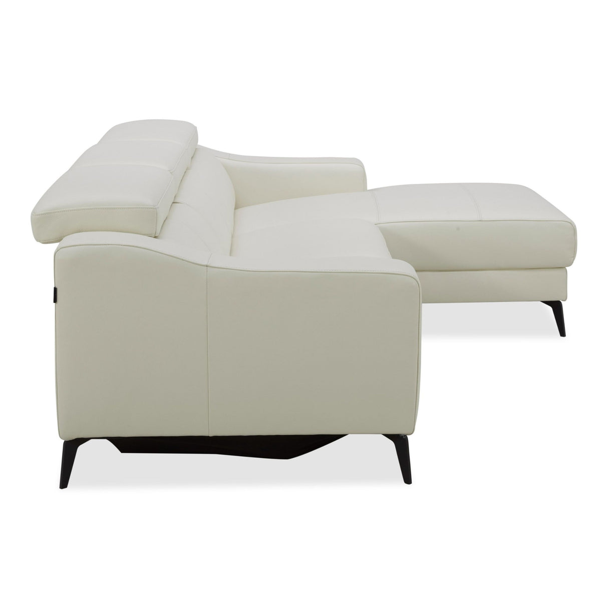 Modrest Rampart - Modern L-Shape RAF White Leather Sectional Sofa with 1 Recliner
