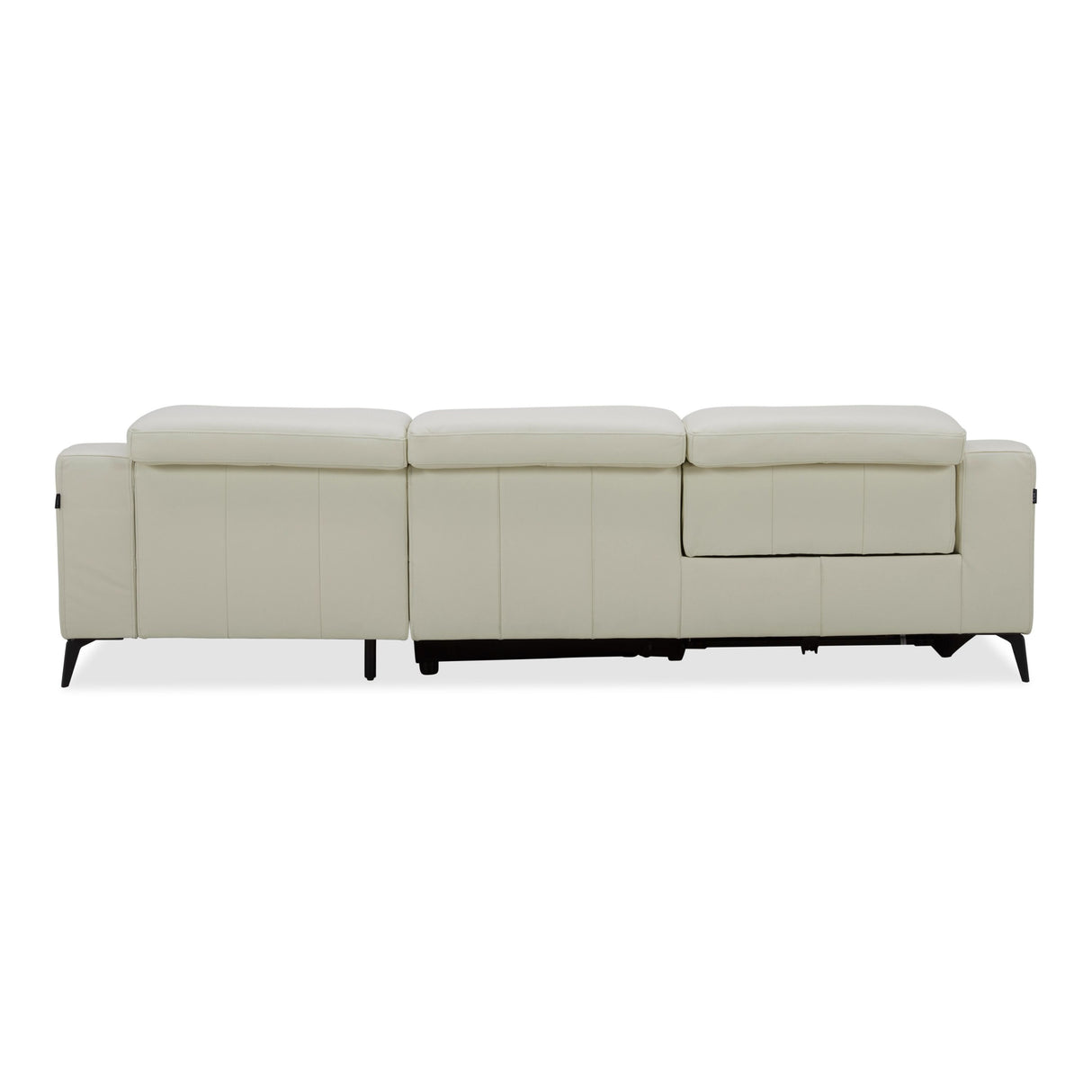 Modrest Rampart - Modern L-Shape RAF White Leather Sectional Sofa with 1 Recliner