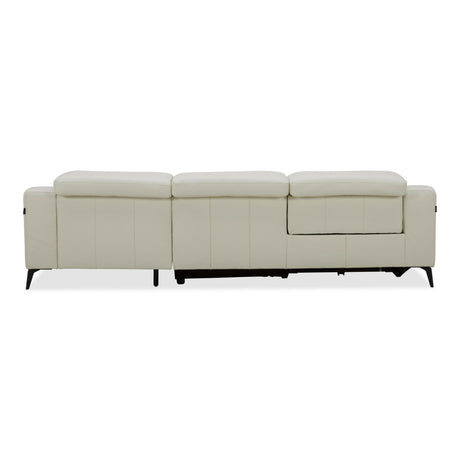 Modrest Rampart - Modern L-Shape RAF White Leather Sectional Sofa with 1 Recliner